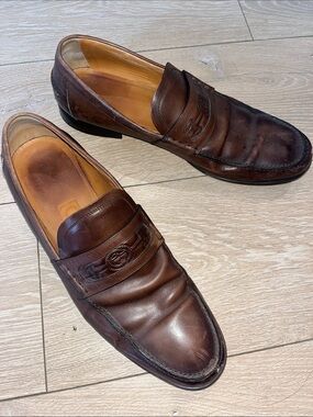 Gucci Brown Leather Horsebit Embossed Slip On Loafers Size 9 Men’s